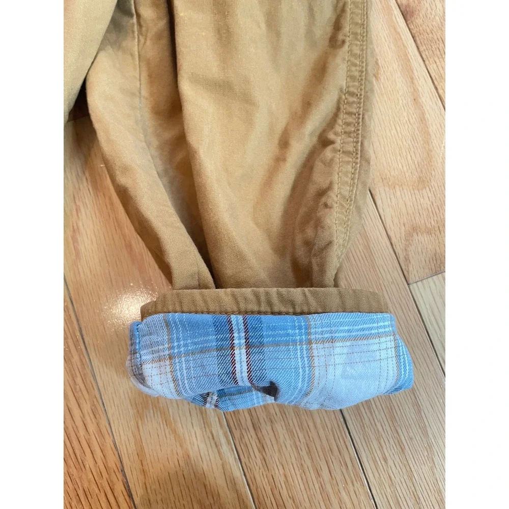 OshKosh Bgosh Toddler 4T Tan Canvas Plaid Flannel‎ Lined Carpenter Overalls